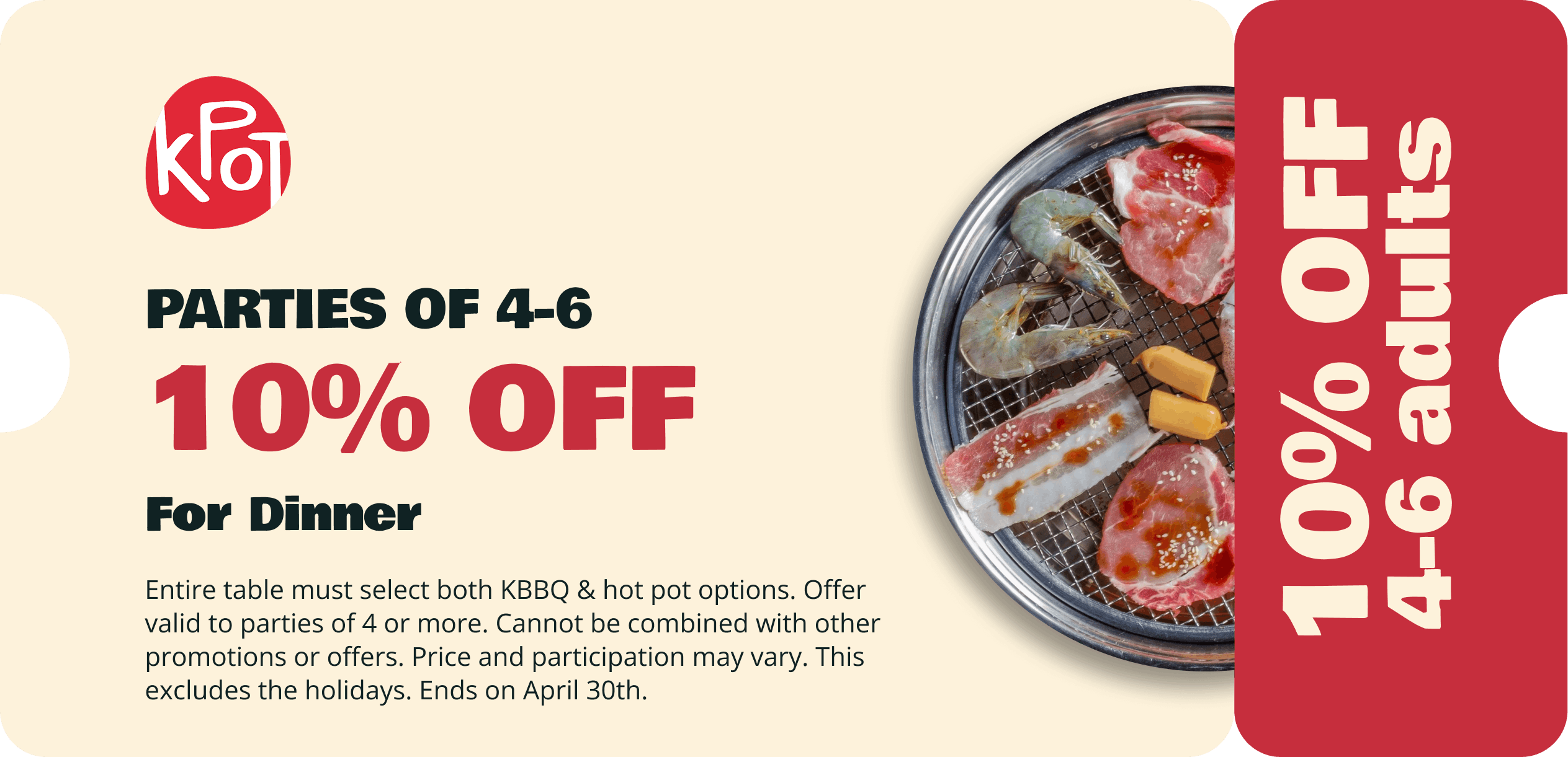 Parties of 4-6 April Coupon